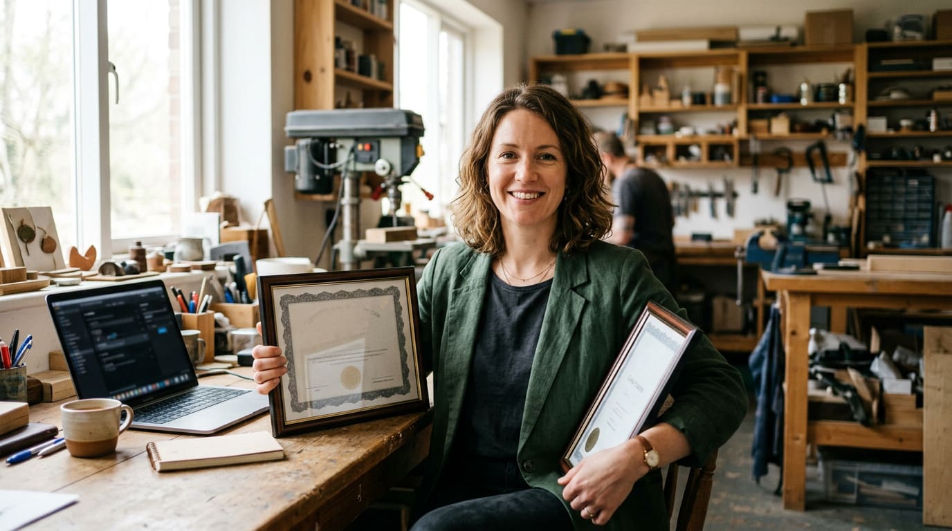 Business owner and expert credentials displayed on a website to show experience, expertise and trust